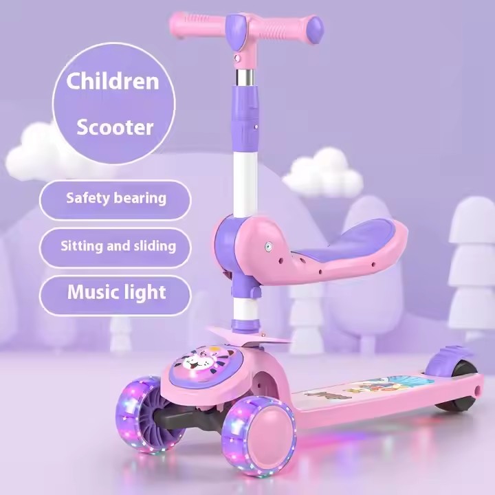 Pink Little Tiger Design Kids Scooter