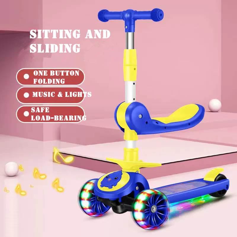 Blue Little Tiger Design Kids Scooter