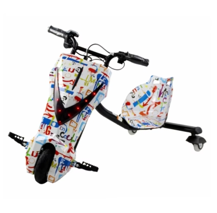 Graffiti Style 36V250W Children's Electric Scooter 8-inch Safety Drift with Three 360 Degree Rotating Wheels -enabled