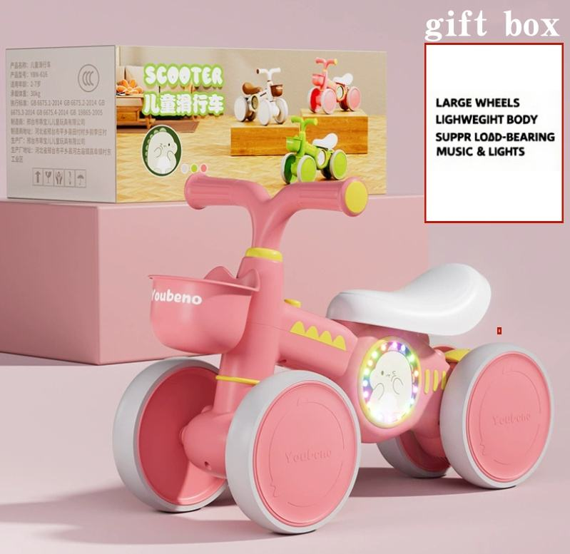 4-Wheel Balance Scooter for Toddlers Baby Walker Glider Beginner Training Glider for 1-3 Years Old Sports Entertainment Product