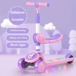 Kids' Baby Scooter 6-8 Years Old Boys Girls Three-Wheel Foldable Plastic Outdoor Comfortable Seat Height Adjustable Front Brake