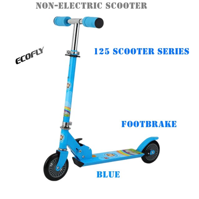 Blue 125 Series Foldable Steel Kids Kick Scooter 2 Big Wheels
