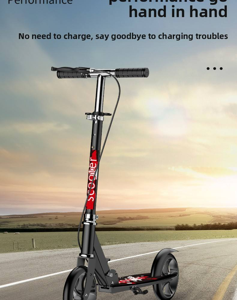 Portable Child Scooter Lightweight Foldable 2-Wheel Handbrake Metal Polyurethane Material 5kg