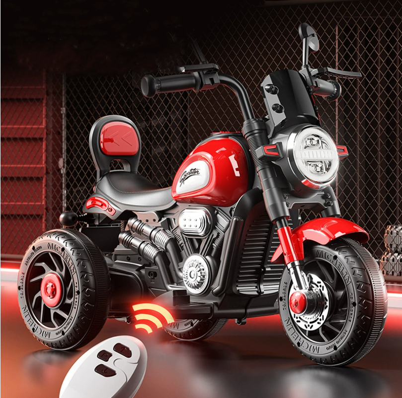 Ecofly Manufacturer Rechargeable 3-Wheel Dual-Drive Electric Motorcycle Ride-On Toy Car Red Kids Boys Girls Sports Entertainment