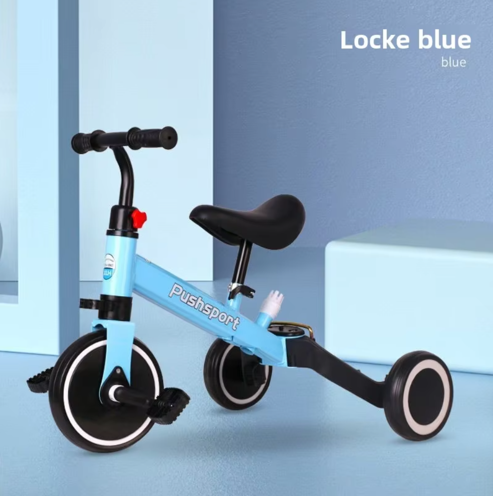 Foldable Metal Multifunctional Kids Tricycle, Balance Bike with Pedals Anti-Rollover Scooter, Baby Gift Car