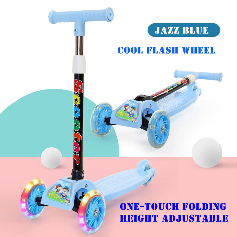 Children’s 3-Wheel Foldable Plastic Steel Kick Scooter Kids Balance Training Scooter Equipped With Plastic Wheels Baby Riding Toy