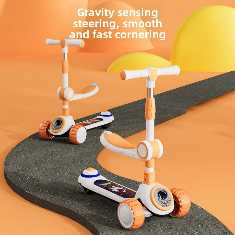 New Plastic Children's Tricycle Foldable Three-in-One for Boys and Girls 6-14 Years Old