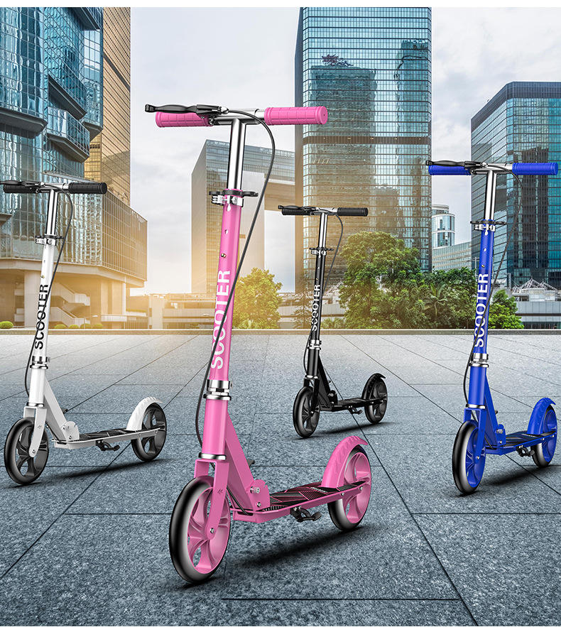 Outdoor Activities Straight 2 Big Wheels Kids Scooter Portable Foldable Kids Iron & Steel Kick Scooters for Child and Adults