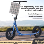 Two-Wheel Kick Scooter Iron Frame Foldable, New Push-Along Type for Adult Student Campus Daily Commute