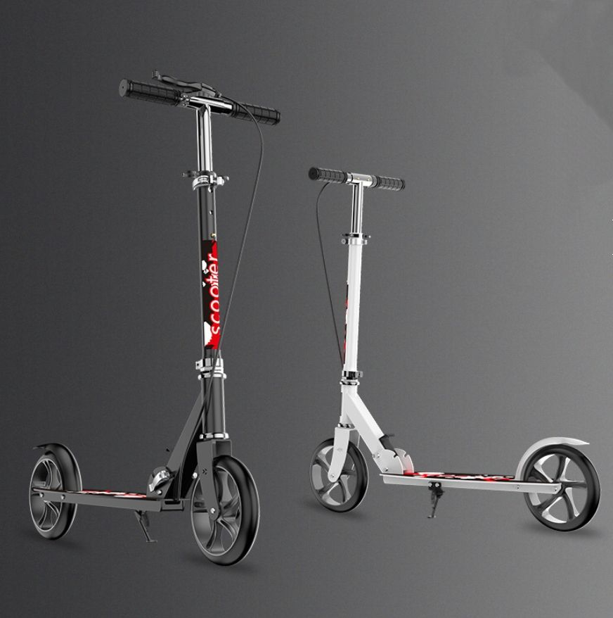 Outdoor Child Kick Scooter Portable Folding Iron Frame Double Handbrake Polyurethane Wheel