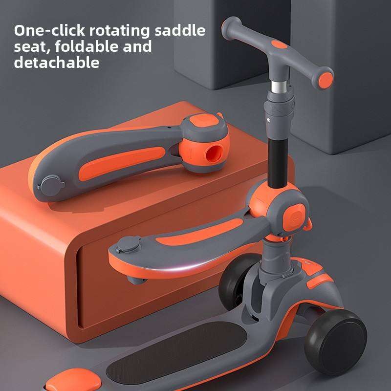 One-Click Folding 3-in-1 Childrens Tricycle, Sit-and-Slide Style for 2-12 Age Wholesale