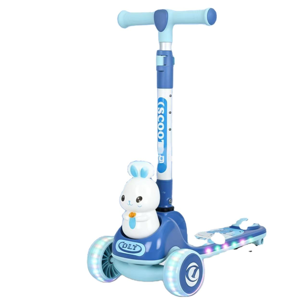 New Export Three-Wheel Scooter for Boys Colorful Appearance Widened Footboard Height Adjustable with Music and Lights for Kids