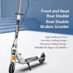 2-Wheel Adult Kick Scooter, Foldable Campus Commuter Scooter for Teens & Kids 6-12 Years Old