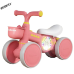 Ecofly Brown Plastic 4-Wheel Durable Baby Balance Scooter Safe Toddler Walker Glider 1-3 Years No-Pedals Educational Sports
