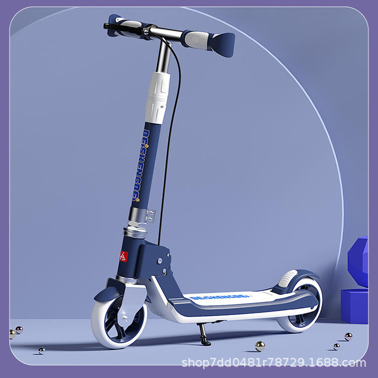 6-15 Years Student Boys Girls, Plastic Two-Wheel Foldable Children Ride-Along Scooter