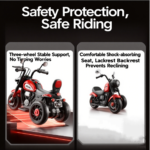 Ecofly Manufacturer Rechargeable 3-Wheel Dual-Drive Electric Motorcycle Ride-On Toy Car Red Kids Boys Girls Sports Entertainment