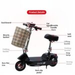 Portable Mini Two-Wheel Lithium Battery Scooter Women's Foldable Little Dolphin Design Lightweight Electronic Smart Type
