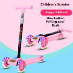 Children's 3-Wheel Foldable Plastic Steel Kick Scooter Baby Product for Balance Training Kids' Scooter with Plastic Wheels
