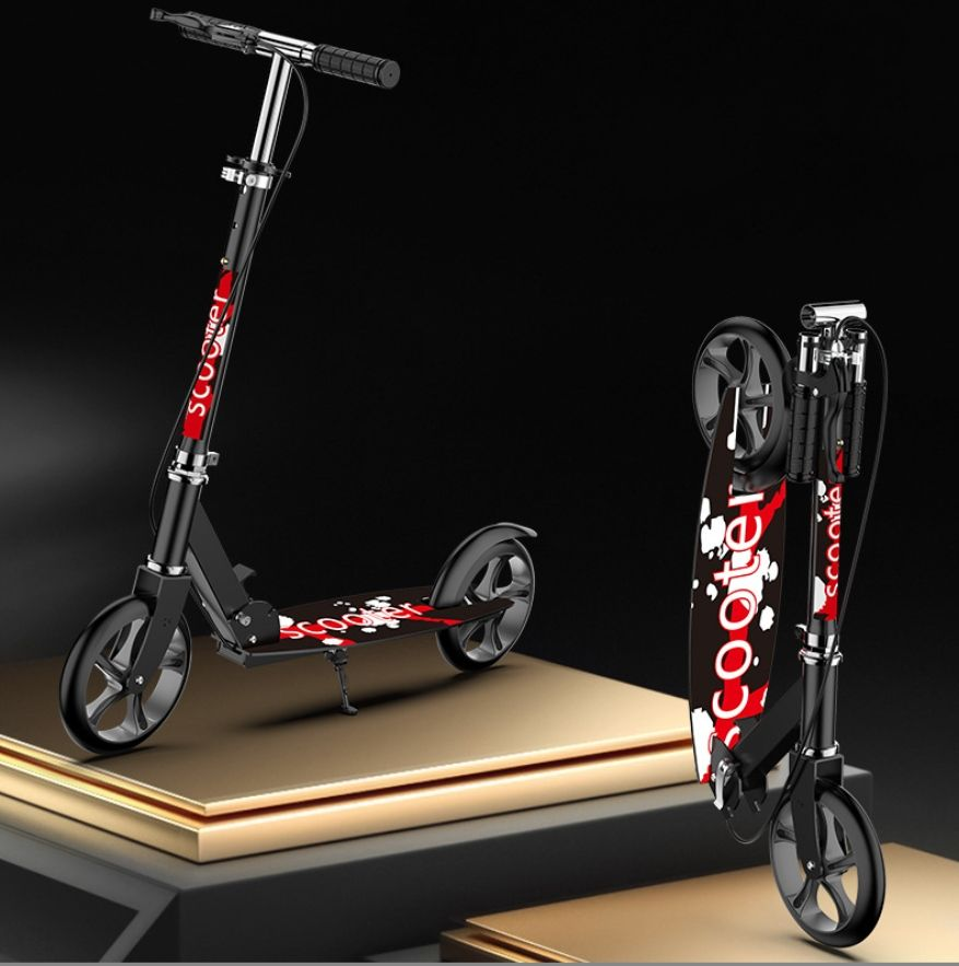 Portable Child Scooter Lightweight Foldable 2-Wheel Handbrake Metal Polyurethane Material 5kg
