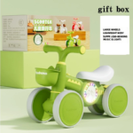 2026 Ecofly Green 1-3 Years Baby Balance Bike-Durable Plastic 4-Wheel No Pedals Walker Glider Beginner Learning Scooter