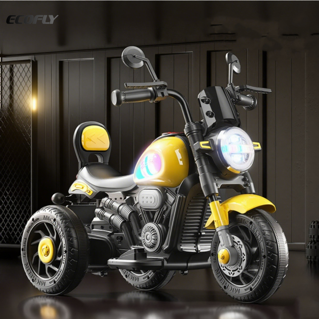Ecofly Factory-Supplied Rechargeable Dual-Drive Red Plastic Tricycles Motorcycles Electric Children’s Sports Entertainment 2-8