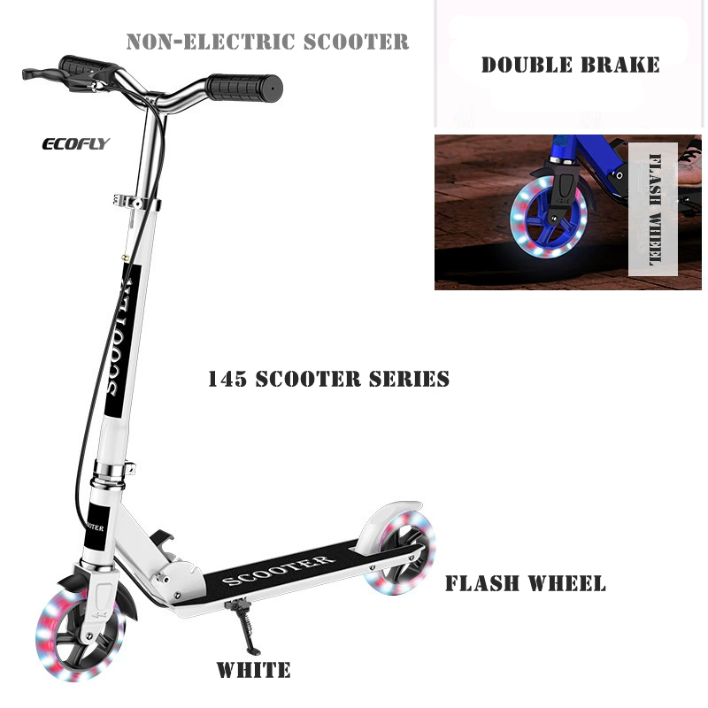 ECOFLY Portable Foldable Steel Kids Scooter with Two-Wheel Plastic Wheels Height Adjustable for 3-12 Years Old-145 SERIES