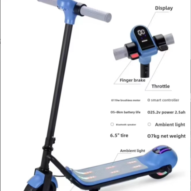 ECOFLY Hot Selling 6.5inch Foldable Aluminum Alloy Electronic Child Toy Kids’ Electric Scooter-Two-Wheel Height Adjustable