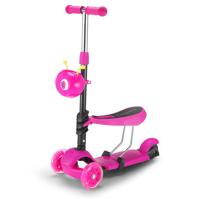 Mihao Children's Kick Scooter Tricycle, Height-Adjustable Push-and-Ride Design Lights Iron Frame Factory Supply
