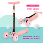 Children's 3-Wheel Foldable Plastic Steel Kick Scooter Baby Product for Balance Training Kids' Scooter with Plastic Wheels