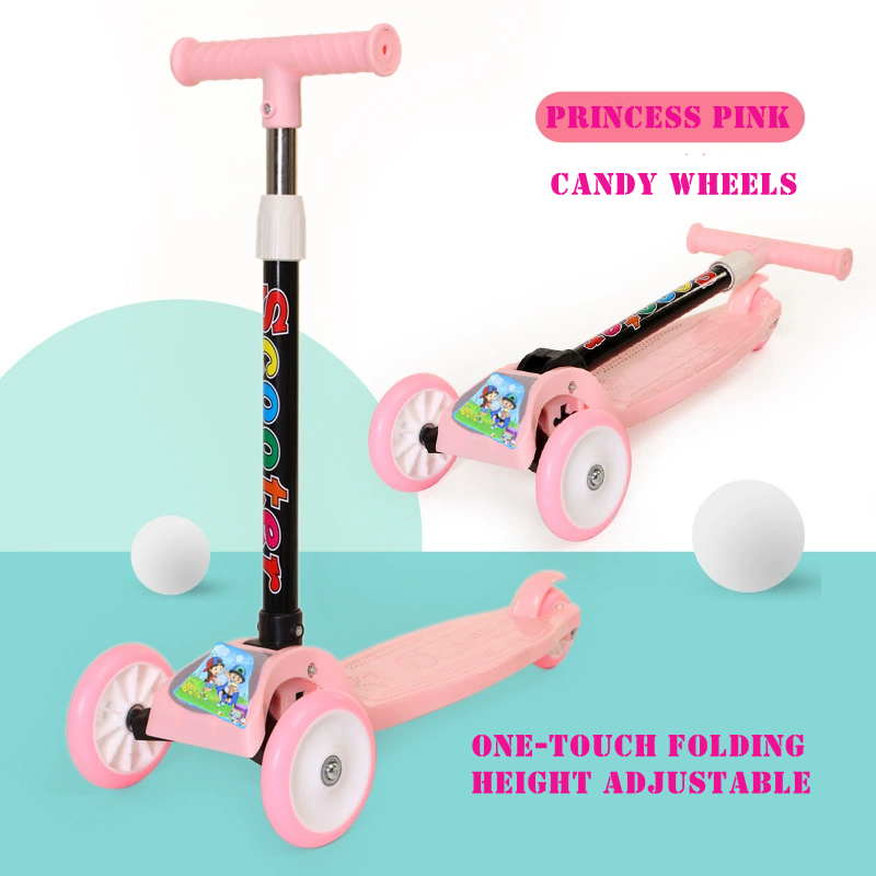 3-Wheel Foldable Kids Scooter Plastic Steel Body for Children Balance Training