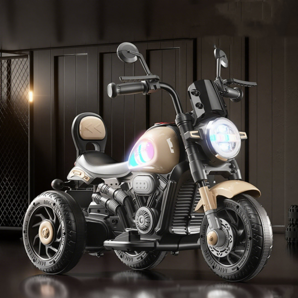 Ecofly Rechargeable Red 3-Wheel Dual-Motor Plastic Electric Motorcycle Ride-On Toy Car 2-8 Years Old Kids Sports Entertainment