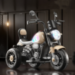 Ecofly Rechargeable Red 3-Wheel Dual-Motor Plastic Electric Motorcycle Ride-On Toy Car 2-8 Years Old Kids Sports Entertainment
