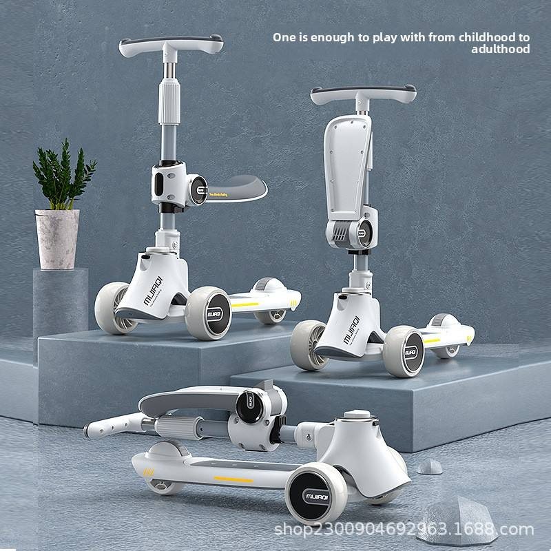 2026 Global Supply Wholesale New Plastic Scooter Tricycle Children's Three-in-One Folding Scooter with Seat
