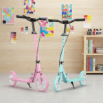 Urban Campus Kids Pedal Scooter Steel Frame Foldable Design PU Wheels Shockproof for 8-12 Year Old