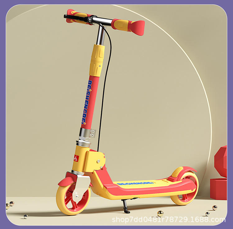 Plastic Foldable Scooter for Students, Two-Wheel Ride-Along Toy for Boys Girls 6-15 Years