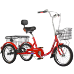 Lightweight Folding Adult Tricycle with Open Cargo Basket Leisure Mobility Trike for Middle-aged & Elderly Men Women