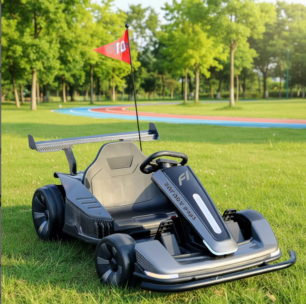 Grey Drifting Dual-Drive Electric Go Kart Remote Controlled for Children & Adults