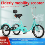 Lightweight Folding Adult Tricycle with Open Cargo Basket Leisure Mobility Trike for Middle-aged & Elderly Men Women