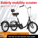 Lightweight Folding Adult Tricycle with Open Cargo Basket Leisure Mobility Trike for Middle-aged & Elderly Men Women