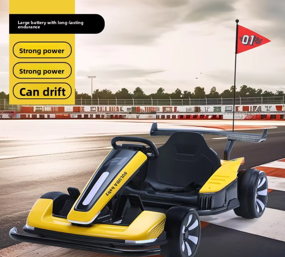 Yellow Dual Drive RC Drift Electric Go Kart All Ages Use