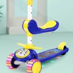 Foldable 3-Wheel Plastic & Steel PU Kick Scooter with Light Included Height Adjustable for 2-12 Years Old Kids and Babies