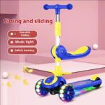 Foldable 3-Wheel Plastic & Steel PU Kick Scooter with Light Included Height Adjustable for 2-12 Years Old Kids and Babies