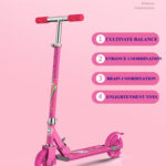 Pink 125 Series Foldable Steel Kids Kick Scooter 2 Big Wheels