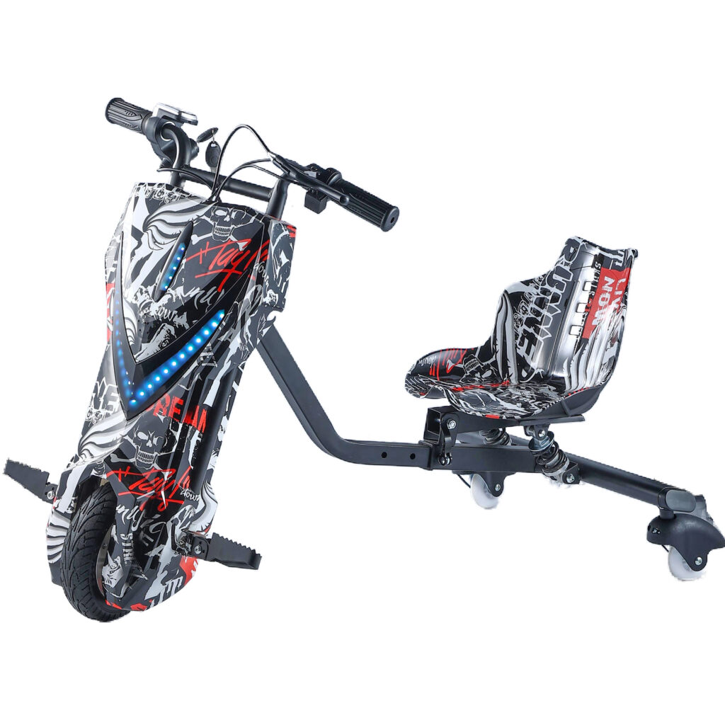 ECOFLY 360 Degree Rotating Three-wheel Pirate Style Electric Scooter Kids 36V250W 8-Inch Anti Roll Design for 80kg Max